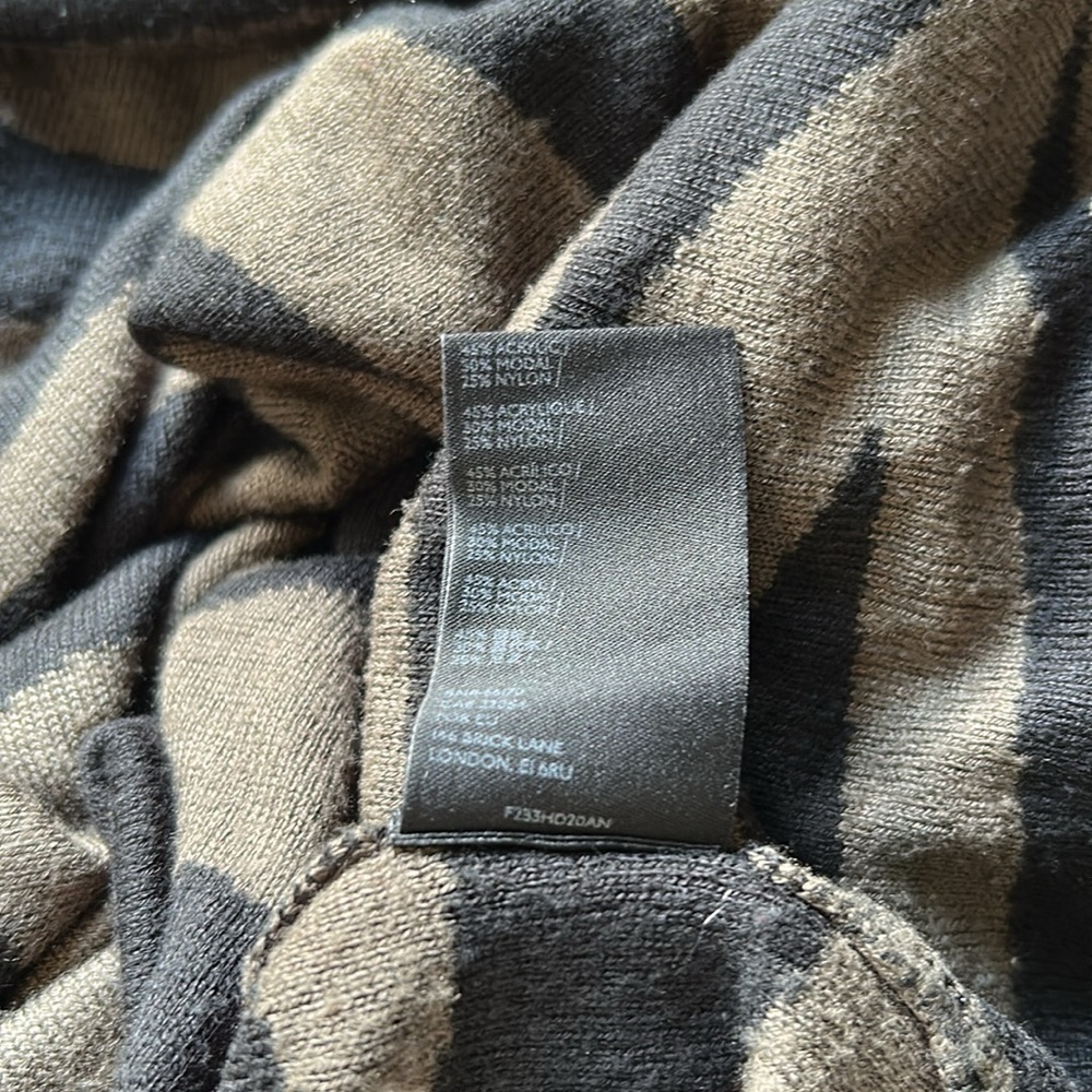 Anthropologie Kasia Knit Hooded Pullover Zebra Olive Sweater Boxy Modal Sz XS - Picture 11 of 12